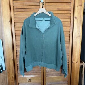 VS PINK Green Full-zip Campus Sweatshirt